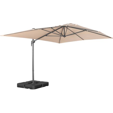 Rectangular cantilever parasol 3x4m + weight slabs 50x50cm beige - Antibes