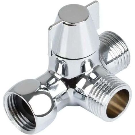 Valve 3 Voies En Laiton Massif, Inverseur 3 Voies Commutateur Vanne, Vanne DRivation Douche 3 Voies, Vanne D\'Adaptateur En T G1 / 2\", Pour Douche, Douchette Et Bras De Douche Inverseur (1/4)