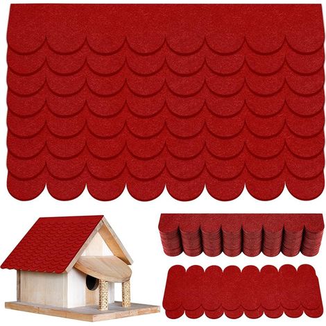 32pcs Bardeau Bitume Toiture, Mini Bardeaux De Toit Auto-Adhésifs, Feutre De Toiture Autocollant pour La Fabrication de ModèLes, Toit d'alimentation d'oiseaux, HôTel D'Insectes, Maison de Lapin (1/5)