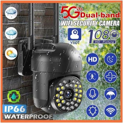 Caméra de surveillance extérieure sans fil 5G – PTZ 2MP – Vision nocturne couleur – Détection de mouvement 12M – Alarme son/lumière
