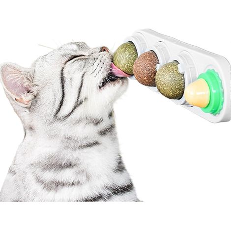 Jouets à l'herbe à Chat, Boules d'herbe à Chat Comestibles et Autocollantes Boules Menthe à Lécher Naturel, Nettoyez et Protégez Les Dents et l'Estomac, Catnip Toys for Cat (1/5)