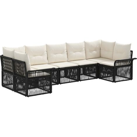 Conjunto de sofás de jardín 7 uds. 7-Número de plazas Negro vidaXL (1/5)