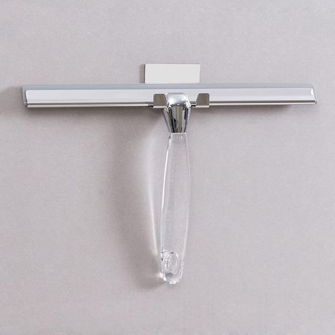 Raclette de douche en acier inoxydable avec lame en silicone de 30,5 cm et crochet adhésif mural pour salle de bain, cuisine, miroir, voiture, fenêtre et verre, poignée en acrylique tr (1/5)