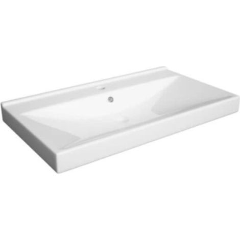 Stilla 81x46x6,5 cm lavabo en céramique pour meubles, avec trop-plein, blanc (VERSO80)