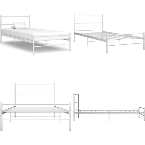 Cadre de lit sans matelas blanc métal 90x200 cm - Lit Simple - Cadre De Lit - Lit Metal - Lit Blanc - Literie - Home & Living (1/5)