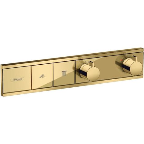 Module thermostatique RainSelect encastréavec 2 fonctions aspect doré poli