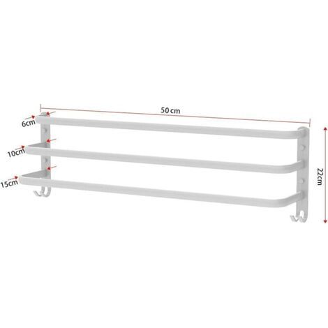 Porte-Serviettes Mural Porte Serviette Salle de Bain étagère Serviette avec Crochets Porte-Serviettes Aluminium étagère Serviette pour Cuisine, Salle de Bains, Hôtel (Blanc, 50CM) (1/4)