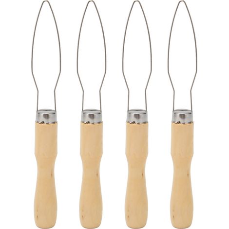Lot de 4 crochets à boutons manche en bois fil inox semi-flexible aide habillage personnes âgées arthrite (1/5)