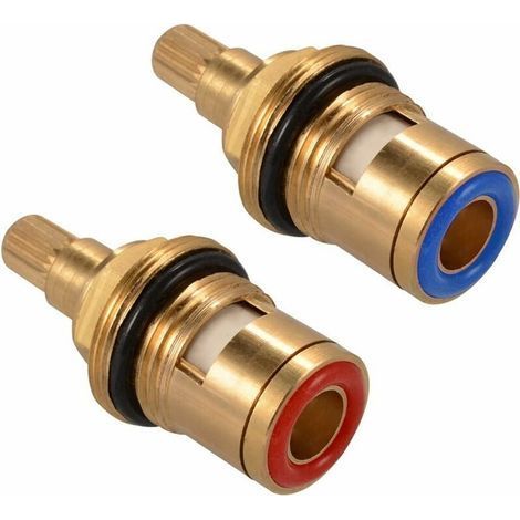 Tête de robinet,Tete A Disques Ceramique, Paire de cartouches céramique universelles de rechange pour robinet, 1/2" Quart de tour 20 crans x 50mm (1/5)