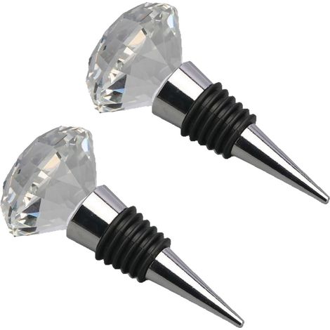 Lot de 2 bouchons de vin en cristal - Idée cadeau pour boissons - Bouchons originaux pour bouteilles de vin et autres boissons (1/5)