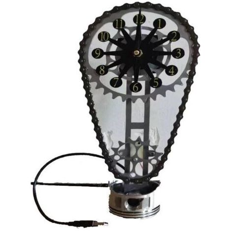 Horloge à dents rotative créative, horloge de table personnalisée, horloge artisanale rétro, horloge à chaîne unique - Noir (1/5)