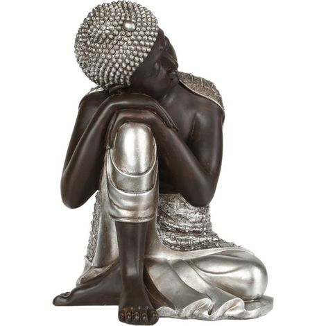 Statue Déco "Bouddha" 35cm Naturel & Argent (1/5)