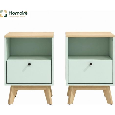 Table de chevet vert en décor bois de 40 × 40 × 55 cm HOMAIRE (1/5)