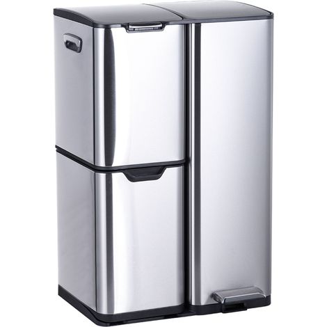 Abfalleimer, 3 Fächer, 60 l, Edelstahl