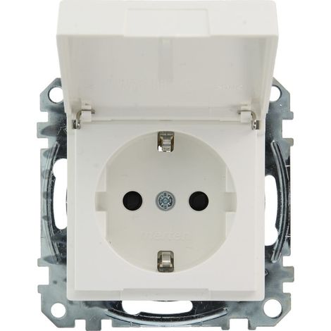 Prise de sécurité avec couvercle System M blanc polaire brillant, insert