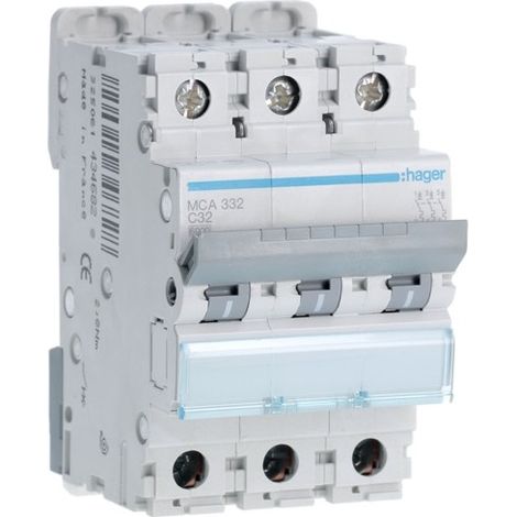 Hager MCA332 Circuit breaker 3P 32A curve C 6/10kA