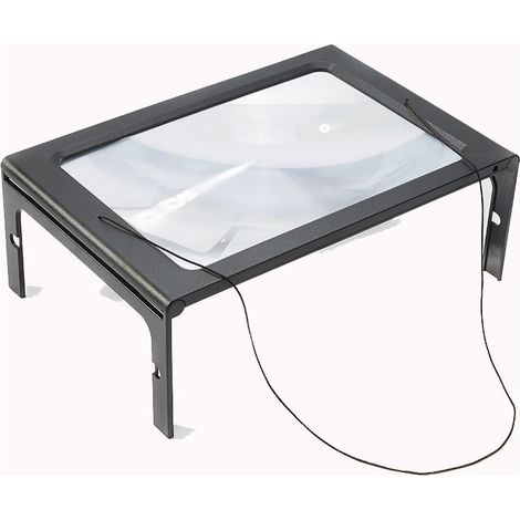 Loupe mains libres A4 3X avec lumière USB 4 LED Loupe pleine page rectangulaire éclairée par LED Accessoire Lecture pour personnes âgées broderie téléphone ordinateur portable basse vision (1/4)