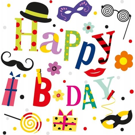 Servilletas de Feliz Cumpleaños 33x33cm 20 unidades.