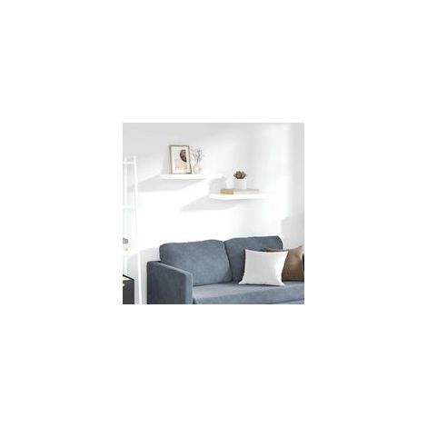Mensole sospese, set da 2, bianco lucido, 50 x 23 x 3,8 cm, MDF-Crezuo