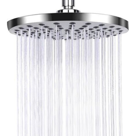 Anti-Limescale Rain Shower Head, Stainless Steel Shower Head, Fixed Water-Saving and High-Pressure for Bathroom, 20 cm (1/4)