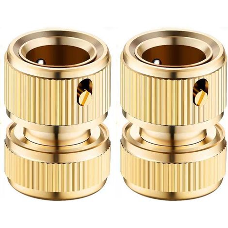 A set of 2 brass quick couplings for garden hoses, 1/2 inch quick couplings. (1/4)