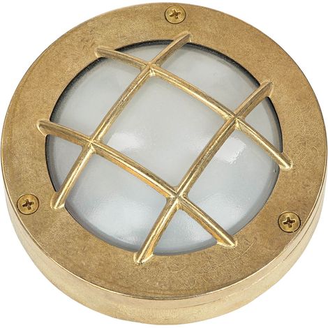 Außenleuchte Wand Ø 14 cm G9 IP64 Hof Garten Glas Messing massiv Maritim Schiffslampe Wandleuchte