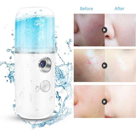 Este spray facial portátil de nano-bruma de 30 ml es adecuado para sauna, spa, tratamientos faciales, maquillaje, etc., y puede hidratar y nutrir la piel. (1/5)