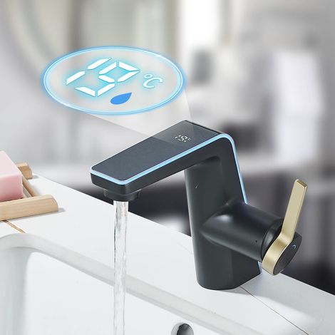 Suguword Colonne de douche thermostatique avec douche fixe massage Sortie baignoire Panneau douche Display LCD température Colonne douche hydromassage noir (1/5)