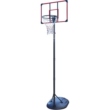 Panier de basketball extérieur réglable en hauteur avec roulettes, dosseret robuste 81 x 60 cm, rouge (1/5)