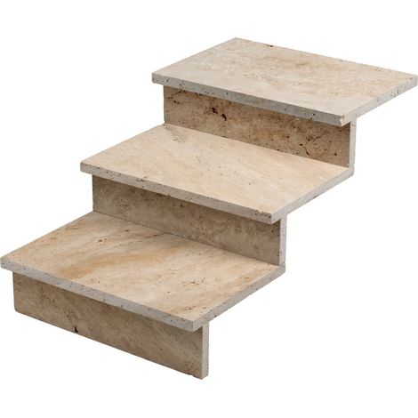 Dessus de marche Travertin Beige 61x40,6x3 cm Bord Droit (à l'unité) - RO'MA NATURE