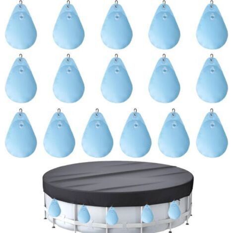 [JAMAIS UTILISÉ] Lot de 16 sacs à eau pour bâche de piscine avec crochets, Sacs D'Eau Lourds pour Couverture de Piscine, en PVC, anti-fuite, sac à suspendre, à remplir, poids pour bâche de piscine d'h (1/4)
