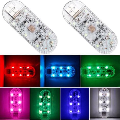 Illuminazione interna del veicolo, illuminazione per auto a 7 colori, illuminazione a LED, illuminazione touch, luci di lettura, alloggiamento per illuminazione auto USB (confezione da 2), magnetico (1/5)