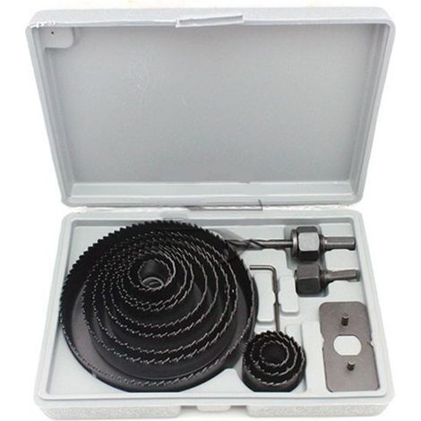 16 Pièces Coffret Scie Cloche, 19 mm à 127mm Scie-cloches, Acier au Carbone Scie Cloche pour Bois, Placo, avec 2 Raccords Hexagonaux (1/2)