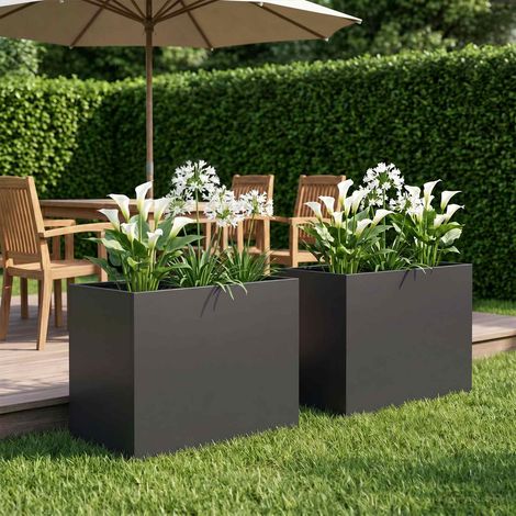 Cache-pot de jardin 2 pc Noir 60 x 40 x 50 cm (1/5)