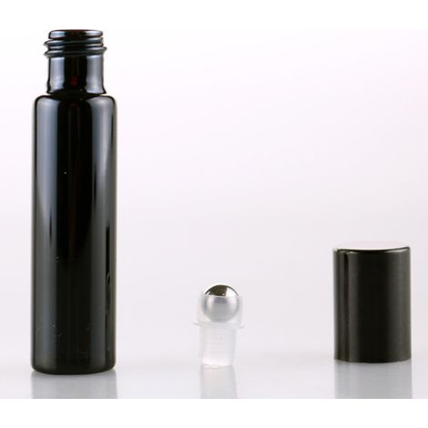 Flacon roll-on rechargeable 5ml en verre pour huiles essentielles et parfums - Léger et portable pour voyage - Lot de 7 pièces noir (1/5)