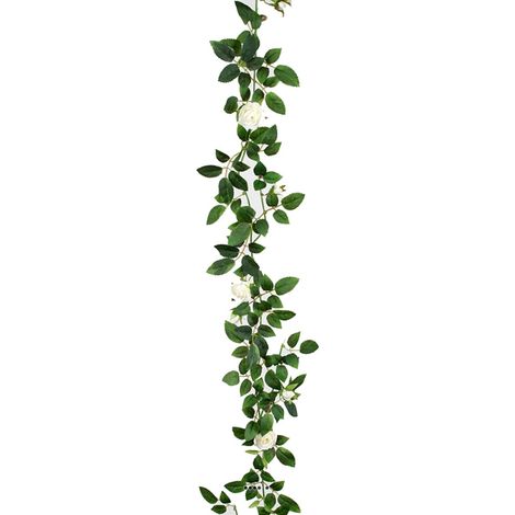 Guirlande de roses et feuillage artificiel L 160 cm Crème