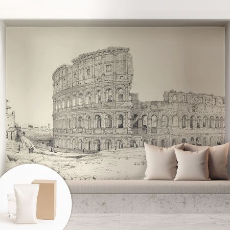 Papier peint intissé mural avec imprimé motifs décoratifs - style contemporain - Colle incluse gratuite Ruines anciennes 208x146 cm (1/5)