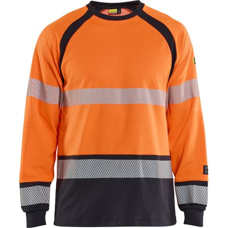 T-shirt de travail manches longues Multinormes 3436 Orange fluo/Marine M