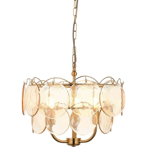 Merano Thistle Suspension en laiton vieilli brossé et verre à champagne fait main 3 x 7 W LED E14 (1/5)