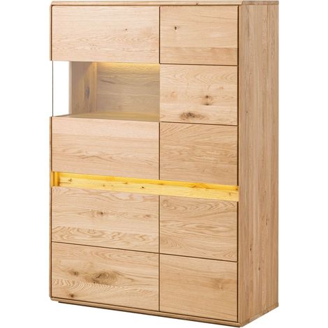 Highboard Wildeiche inkl. LED 103x43,5x152 natur geölt CARDIFF 121