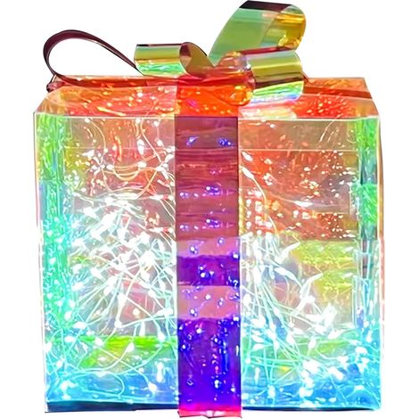 Boîte Cadeau Noël - Lampe À Fil De Cuivre - Effet Paillettes - Alimentation Batterie AA Ou USB - Décoration Intérieure Fête - 20 cm (1/5)