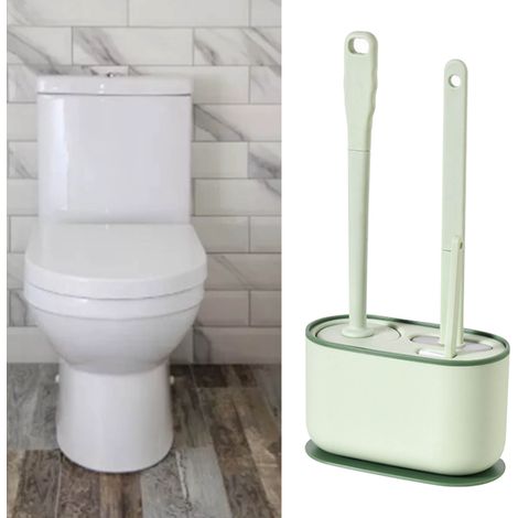 Brosse de toilette murale à long manche, ensemble de nettoyage mural pour salle de bain, vert fraise. (1/5)