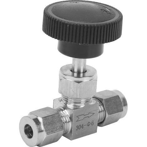 304 Edelstahlventil, 2-Wege-Hochdruck-Nadelventil zur Durchflussregelung für Wasser, Gas, Öl und andere Flüssigkeiten, Ф6 (1/5)