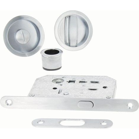 Kit manilla para puerta corredera redonda en zamak niquelado gris CHRISLIGNE