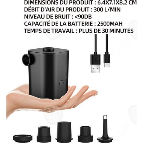 Pompe à air 2500mAh pompe à air électrique avec 5 buses gonfleur électrique gonfleur matelas gonflable pour activités de plein (1/4)