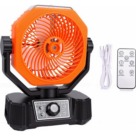 Ventilateur de brumisation de Camping, tente oscillante automatique alimentée par batterie de 10000mah avec lumière LED pour voyage, cour, bureau (1/5)