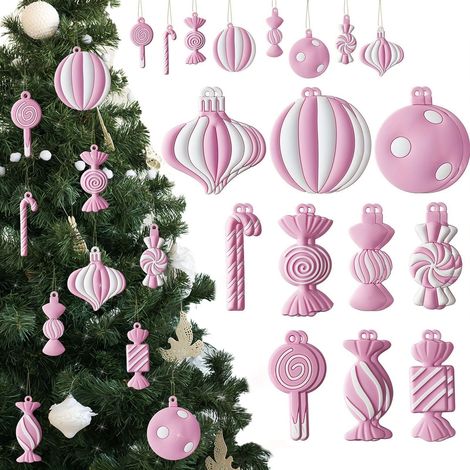 Ornement De Noel - Figurine En Plastique Sapin De Noel Bonhomme De Pain D Epice Flocon De Neige Canne A Sucre - Decoration Rustique Pour Arbre De Noel - Lot De 1 (1/5)