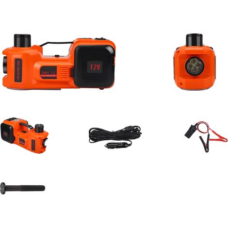 Gato eléctrico para coche, capacidad de elevación de 5,0 toneladas, luz LED integrada, color naranja. (1/2)