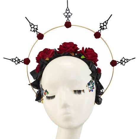Lolita Virgin Halo Halloween Dark Gothic Pointer Crown Punk Rose Hair Accessory Performance Props (1/5)