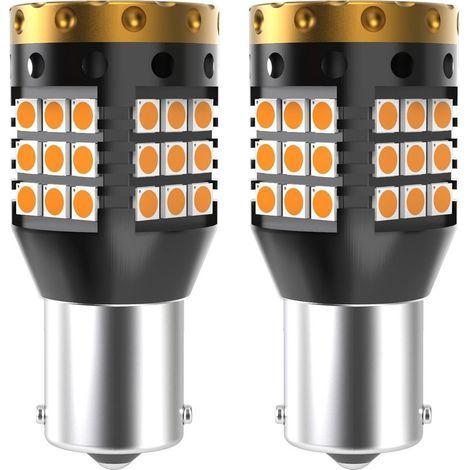 (Confezione da 2) Lampadine a LED per indicatori di direzione 1156 BA15S P21W Ambra Giallo Arancione 3700LM 3030 45 SMD Canbus Senza errori Anti-lampeggio rapido (1/5)